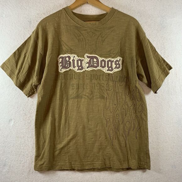 Big Dogs Mens Graphic T-shirt Sz S Grunge Biker Flames Y2K Streetwear - Picture 1 of 10